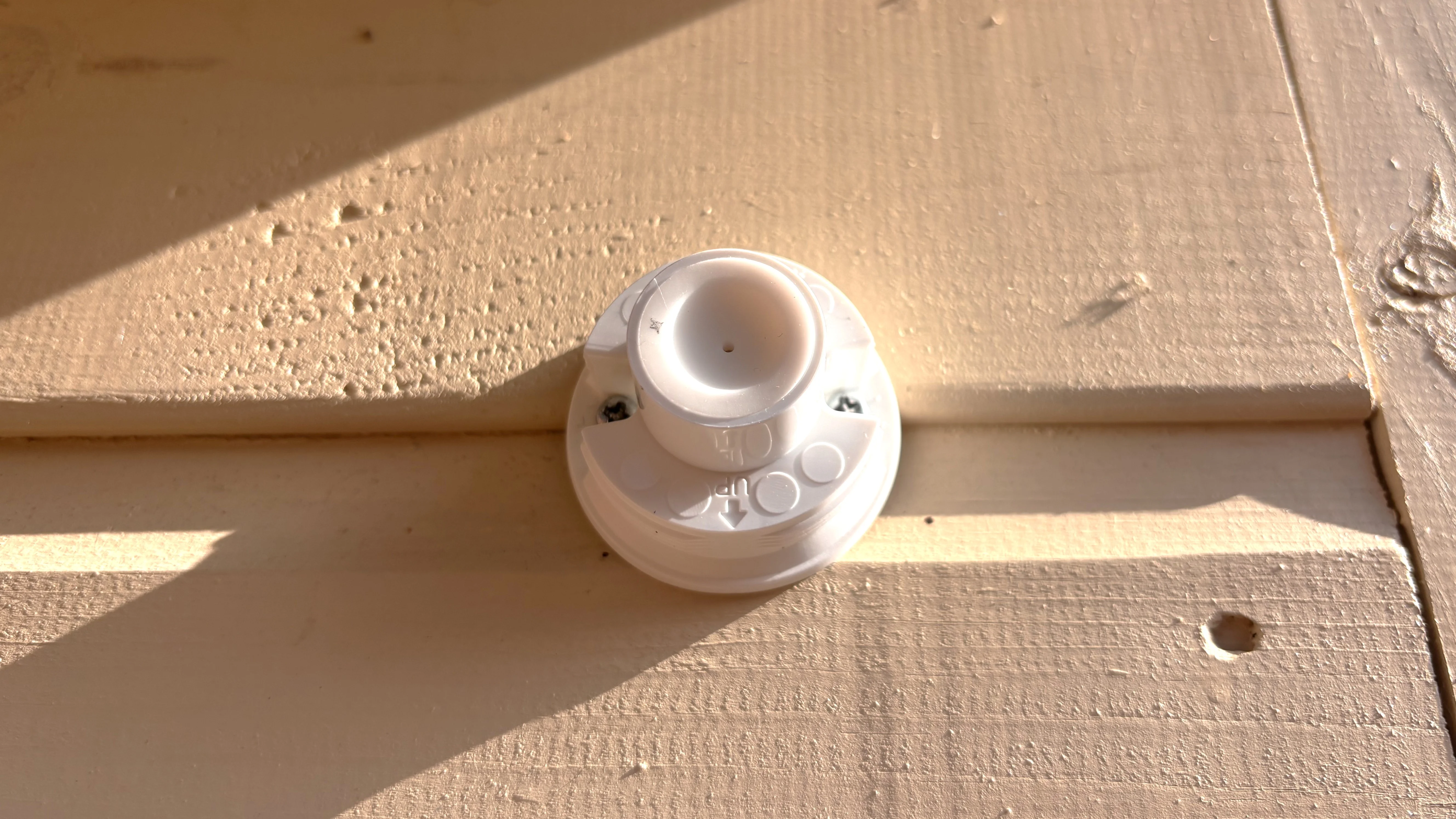Mount for IMOU Cell 3C All-in-One Security Camera attached to shed