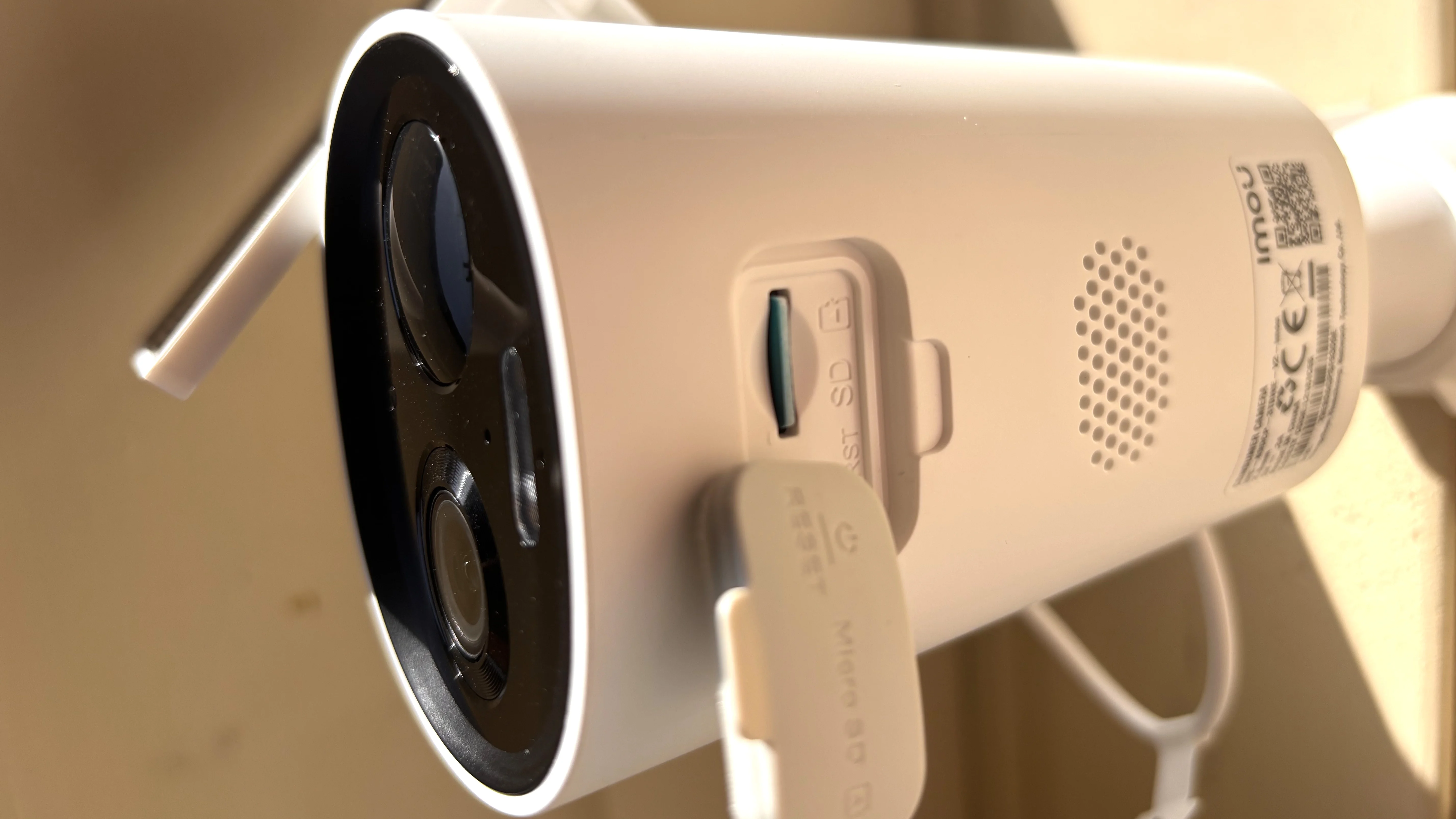IMOU Cell 3C All-in-One Security Camera bottom view, showing SD card slot