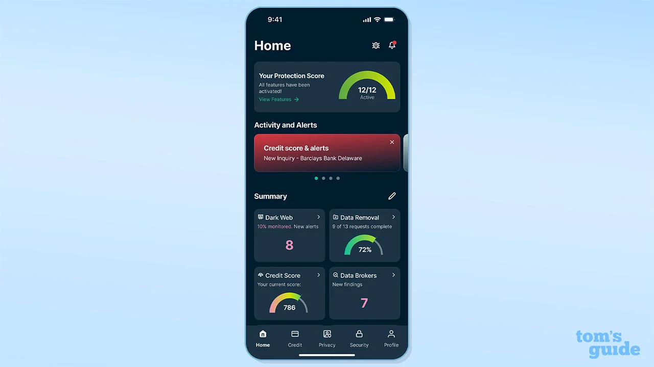 ExpressVPN Identity Defender dashboard displayed on iPhone