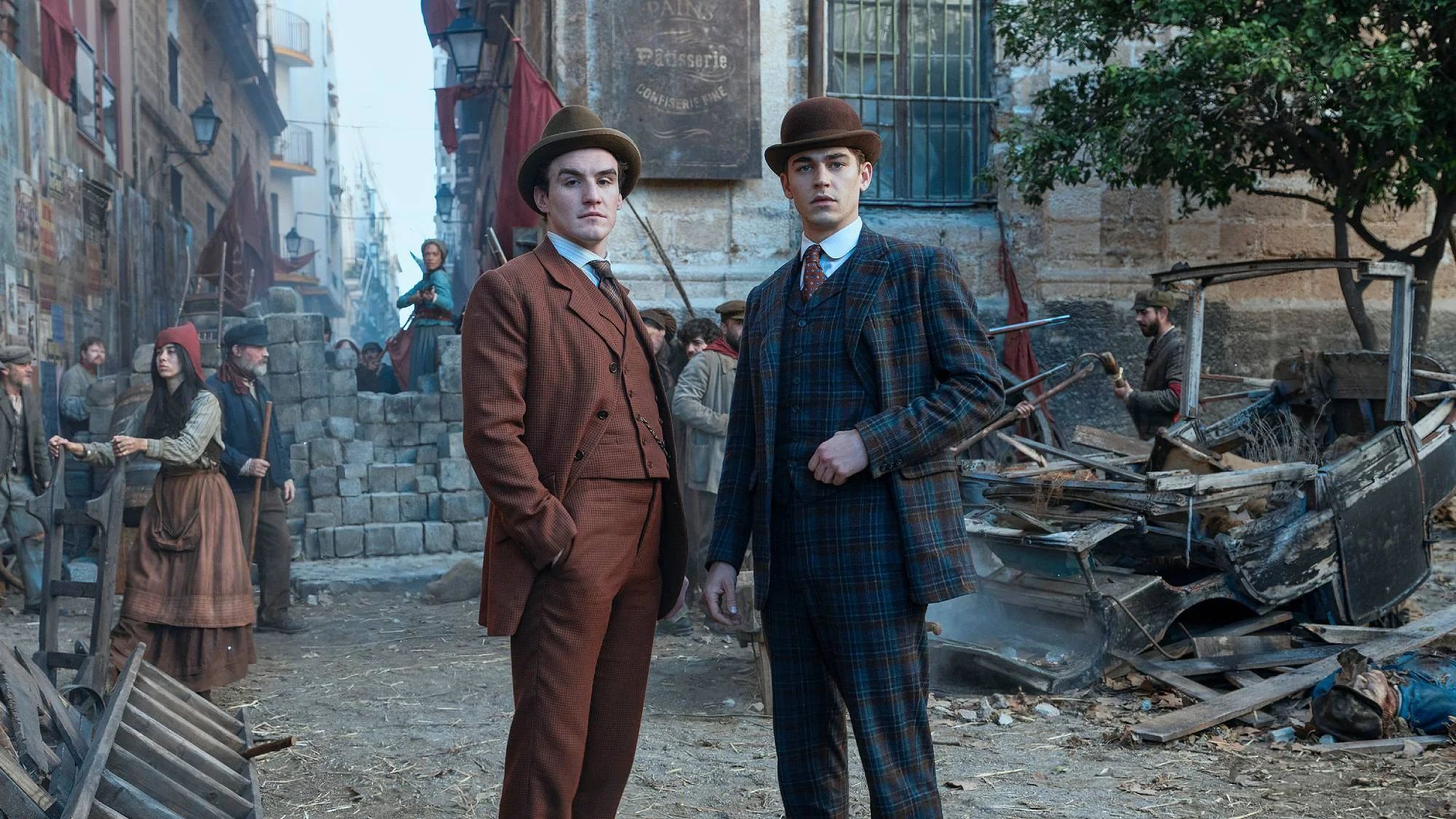 Do&amp;#769;nal Finn and Hero Fiennes Tiffin in "Young Sherlock" on Prime Video